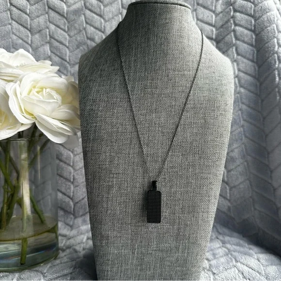 Hand painted Abstract Acrylic fluid pour art pendant necklace teal blue black - Picture 6 of 7